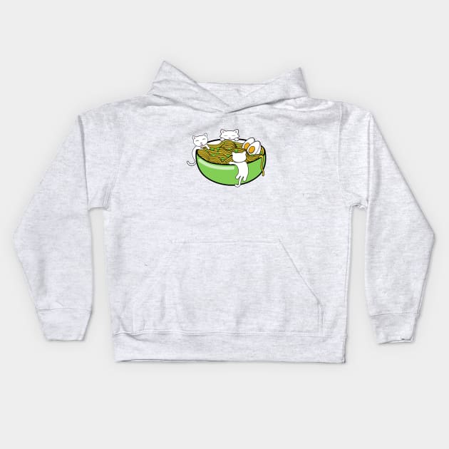 Tasty ramen noodle soup in a green bowl Kids Hoodie by Purrfect